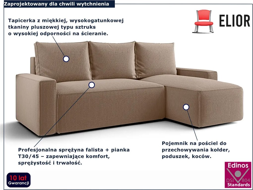 Beżowy narożnik rozkładany z pojemnikiem R8-H53