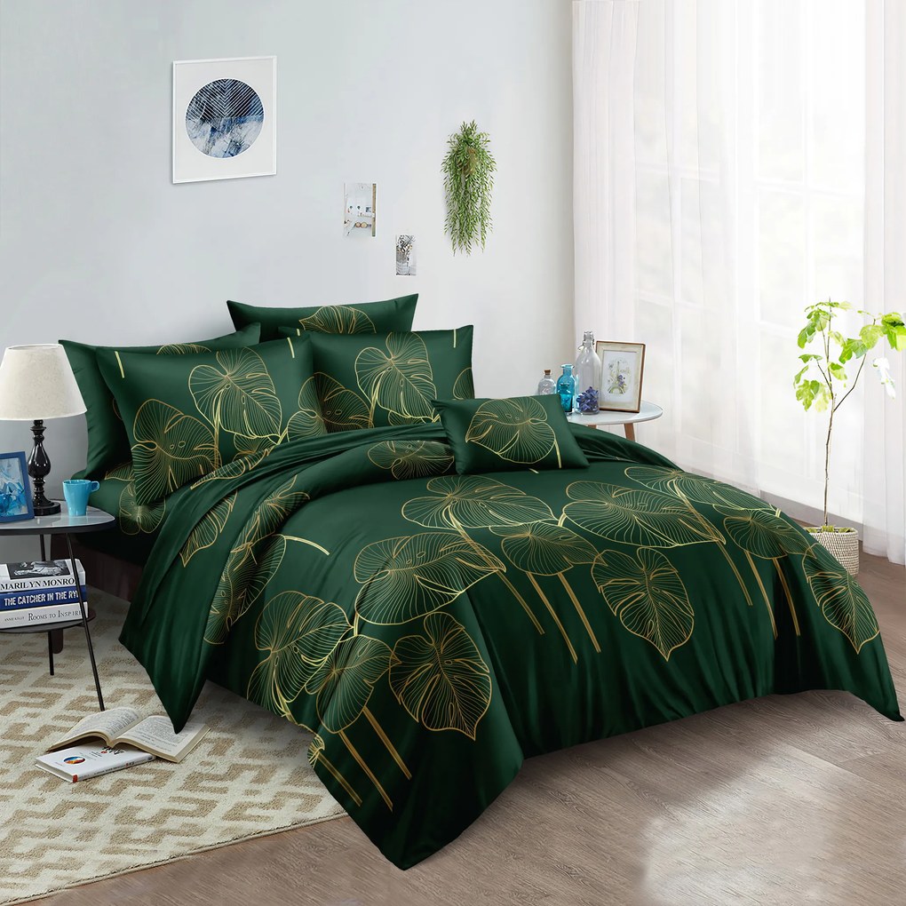 PrzytulneMieszkanie.pl PrzytulneMieszkanie.pl Pościel z mikrowłókna VENECIA zielone Rozmiar pościeli: 2 szt 70 x 90 cm | 200 x 220 cm