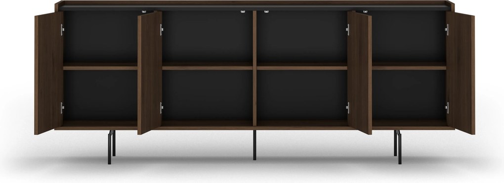 Komoda Zenar 200 cm czterodrzwiowa - orzech elegant / czarny
