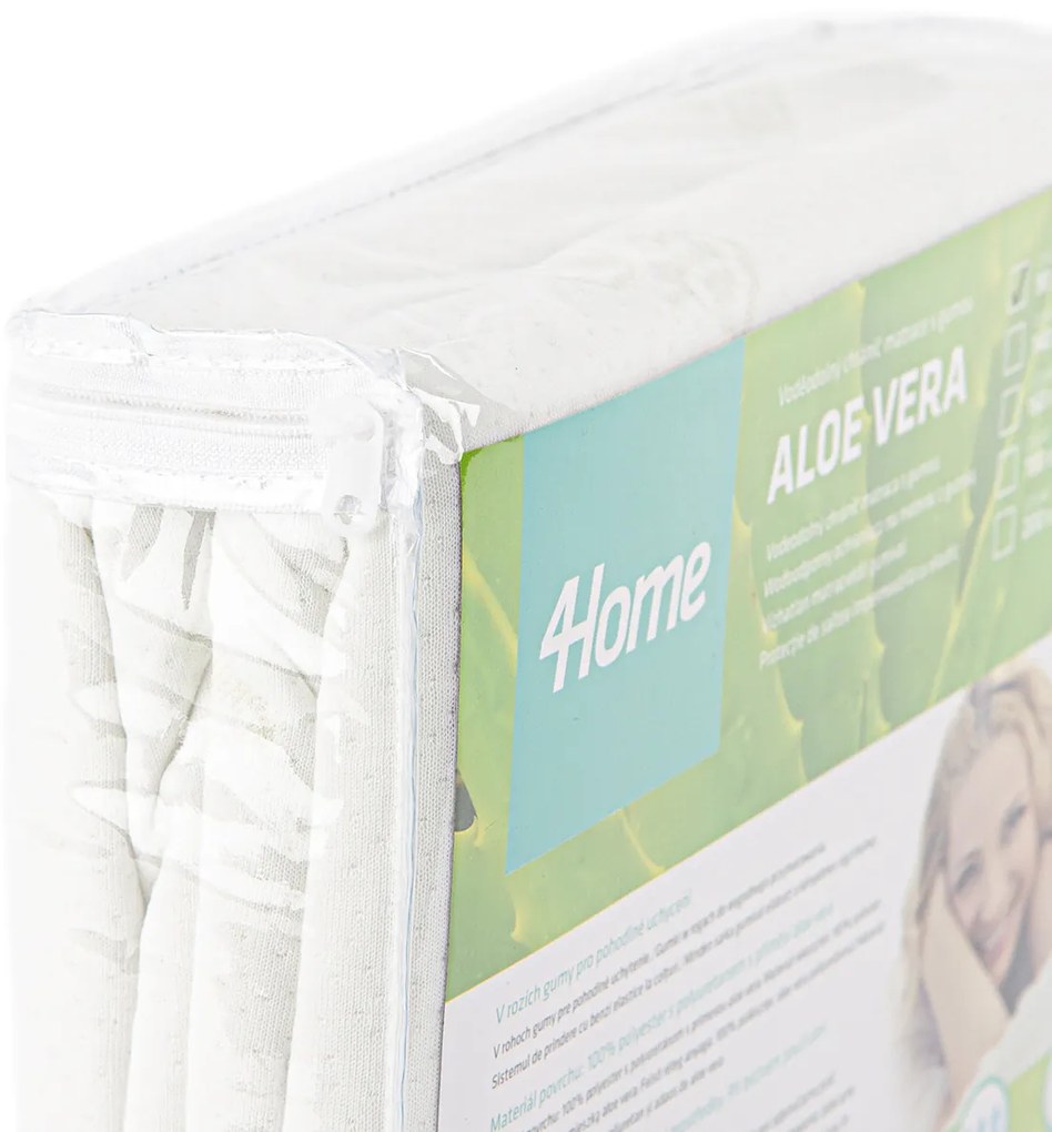 4Home Aloe Vera Wodoodporny ochraniacz na materac z lamówką, 90 x 200 cm + 30 cm, 90 x 200 cm
