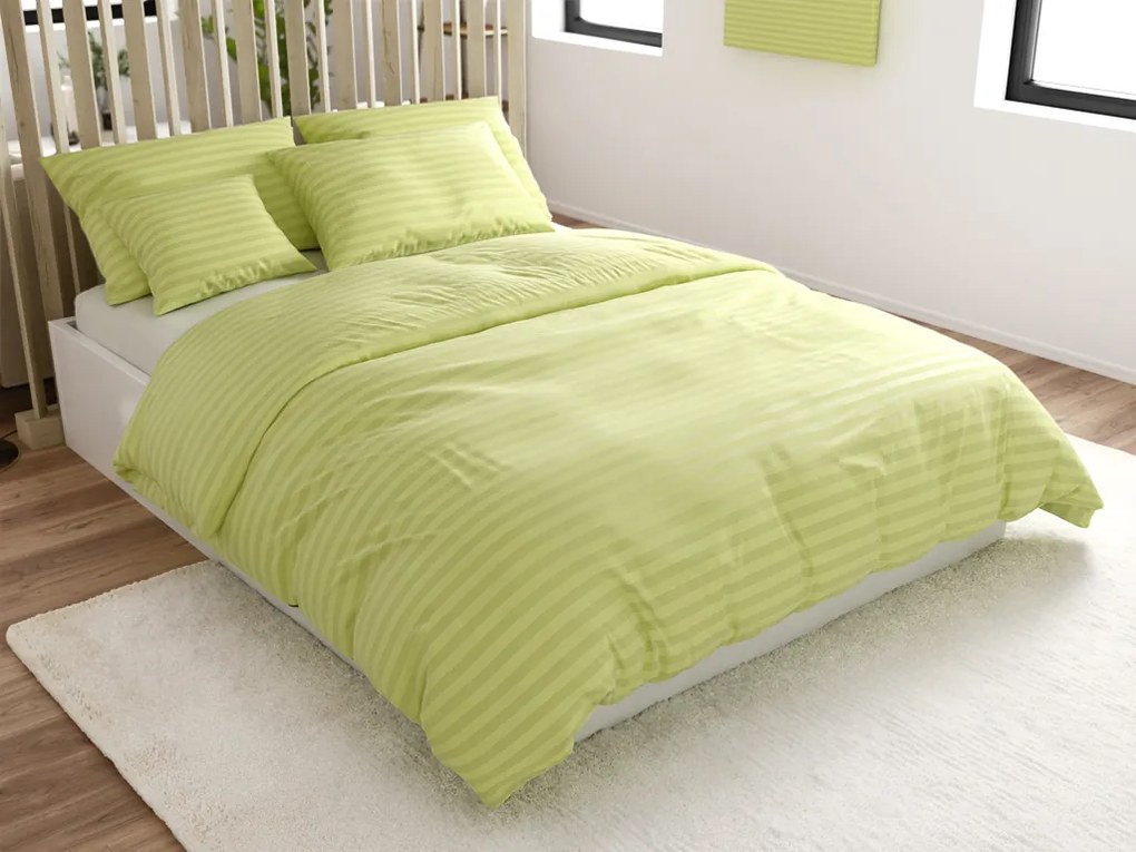 PrzytulneMieszkanie.pl PrzytulneMieszkanie.pl Hotelowa pościel z mikrofibry JASMINE pistacjowa - pasek 2 cm Rozmiar pościeli: 70 x 90 cm | 140 x 200 cm