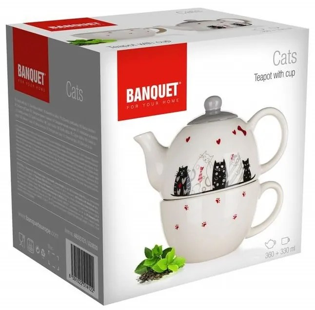 Banquet Dzbanek ceramiczny z kubkiem CATS