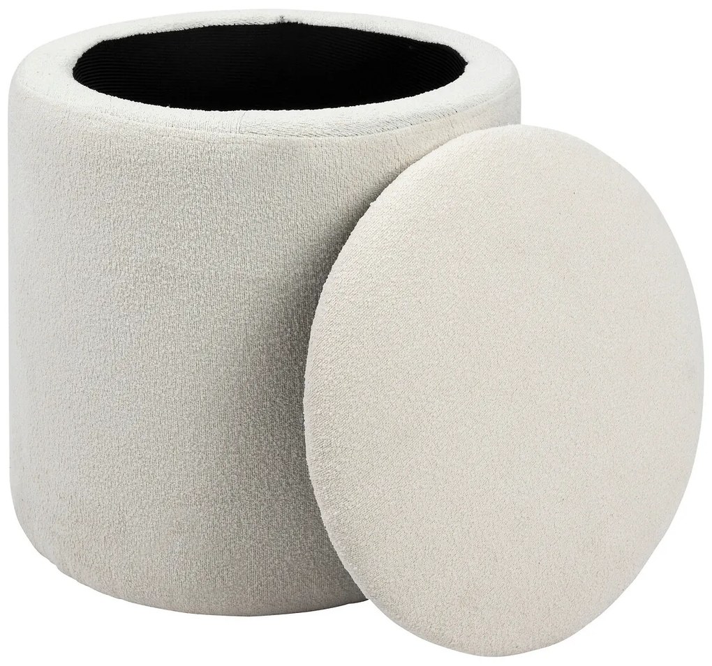 Okrągła pufa biała KAYDI boucle, Ø 35 cm