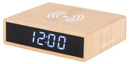 Karlsson 5934 Budzik LED z funkcją ładowania 10,5 cm, bambusowy