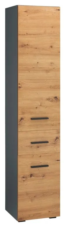 Wysoka wąska szafka łazienkowa w dekorze dębu 180x35 cm Malika – Støraa