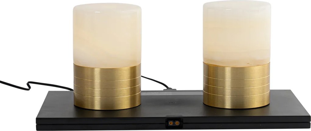 Zestaw 2 akumulatorowych złotych lamp stołowych RGBW - Alessia