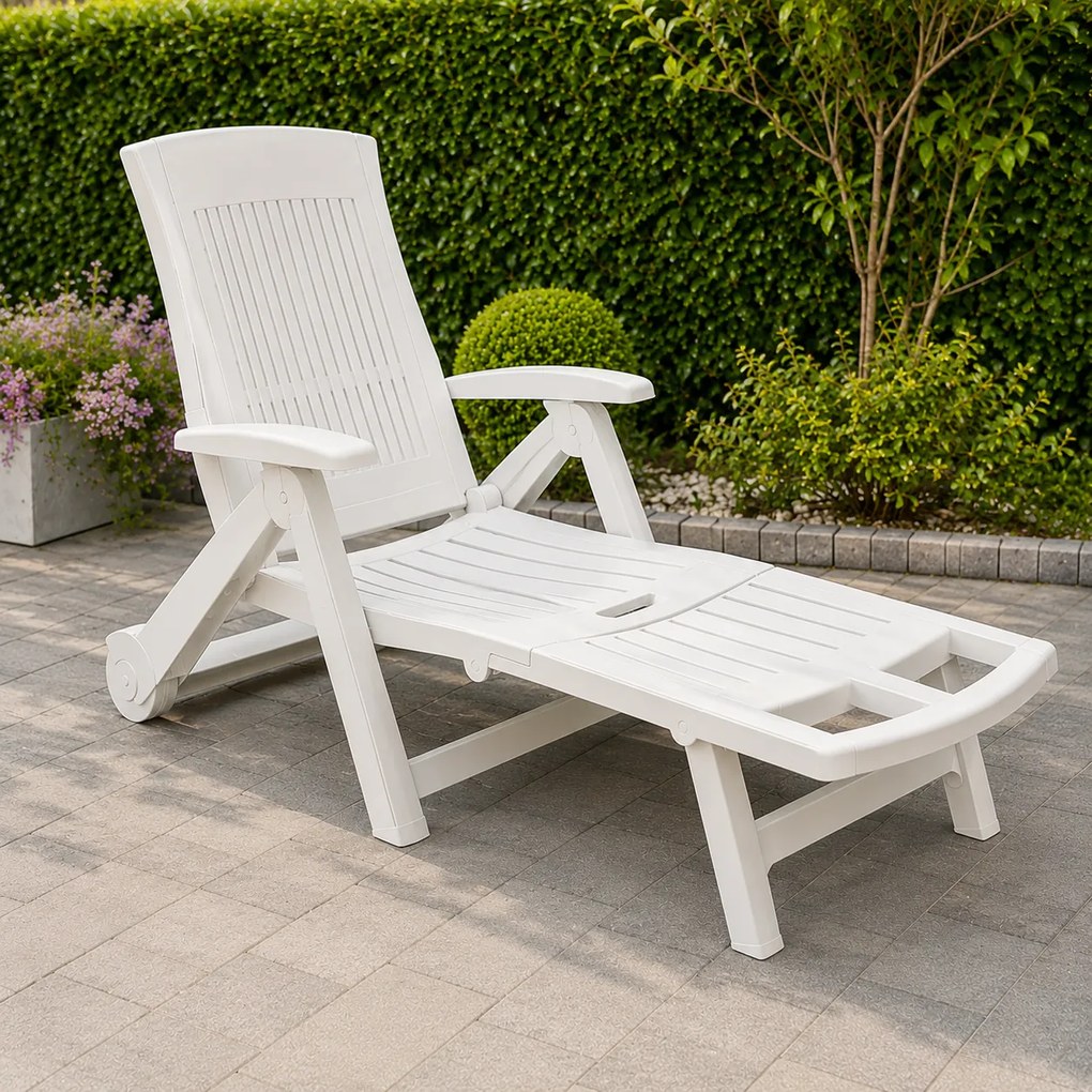 Leżak ogrodowy ZIRCONE, 72×195×101 cm, biały I.P.A.E-Progarden