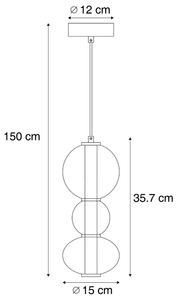 Lampa wisząca Art Deco czarna z przydymionym i przezroczystym szkłem 3-źródłowa z LED - Lizzy ArtDeco Oswietlenie wewnetrzne