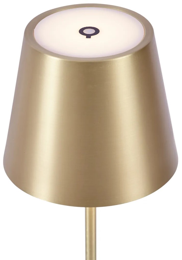 Nowoczesna lampa stołowa złota 37 cm z LED, ściemnialna, IP54, ładowalna - Topi Nowoczesny Oswietlenie wewnetrzne