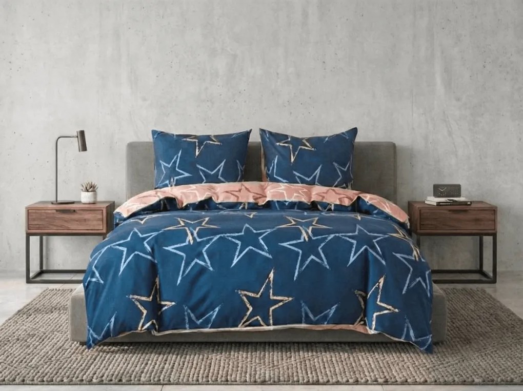 PrzytulneMieszkanie.pl PrzytulneMieszkanie.pl Pościel z mikroflanelu STARMISS ciemnoniebieska Rozmiar pościeli: 2 szt 70 x 90 cm | 200 x 220 cm