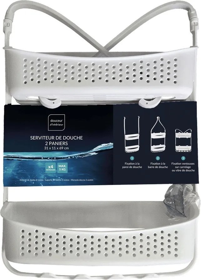 Wisząca plastikowa półka łazienkowa w matowym białym kolorze Vesper – douceur d'intérieur