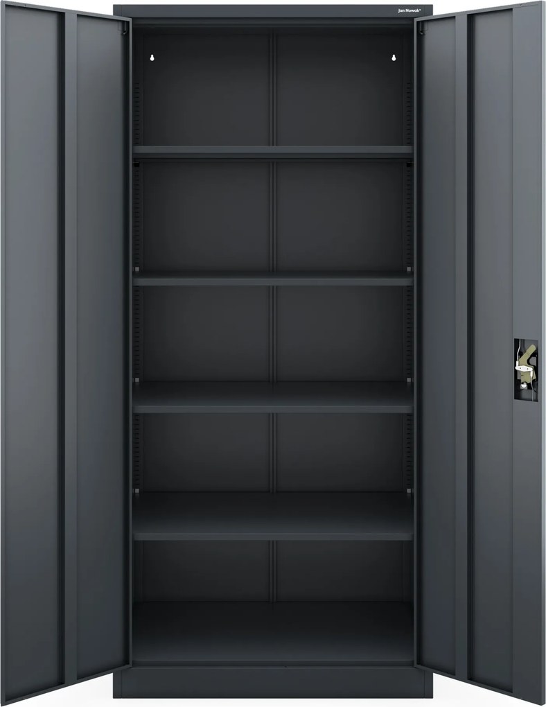 Szafa biurowa metalowa wysoka i głęboka antracytowa JAN H D600, 900 x 1950 x 600 mm