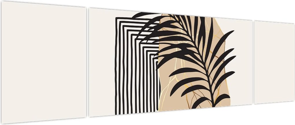 Obraz - Abstrakcja z tropikalnymi liśćmi N⁰3 (170x50 cm)
