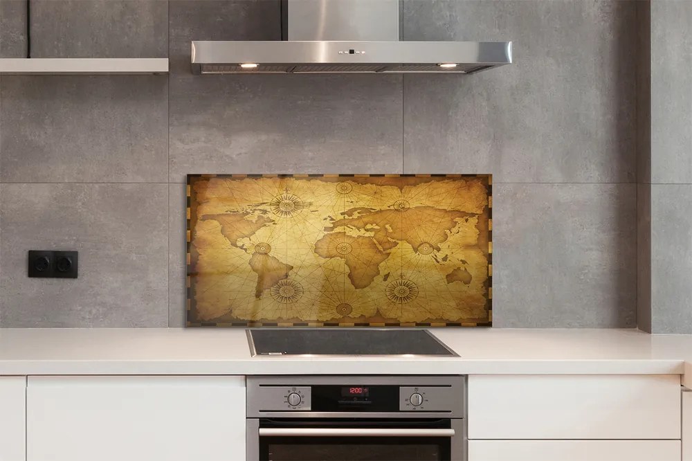 Szklany Panel Stara mapa przypalone brzegi