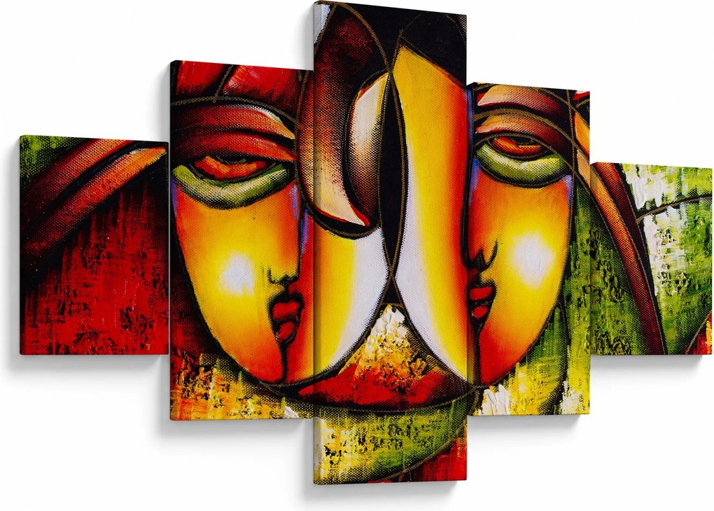 Obraz - Obraz olejny, abstrakcyjne twarze (125x70 cm)