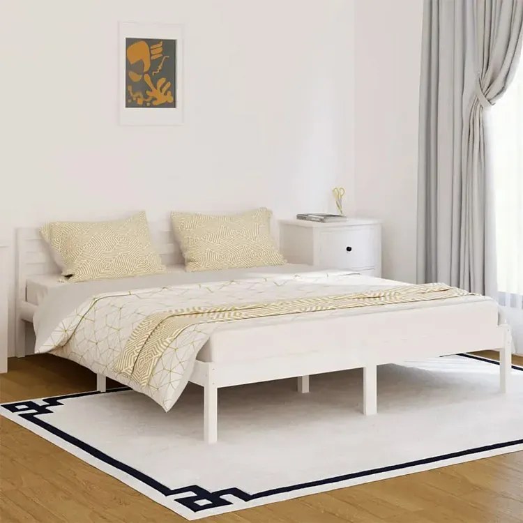 Białe drewniane łóżko skandynawskie 160x200 cm - Jaxo 6X