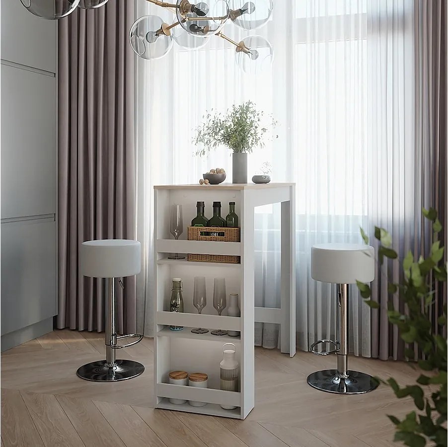 Zestaw stołu barowego biały/sonoma 45x110x106 repose
