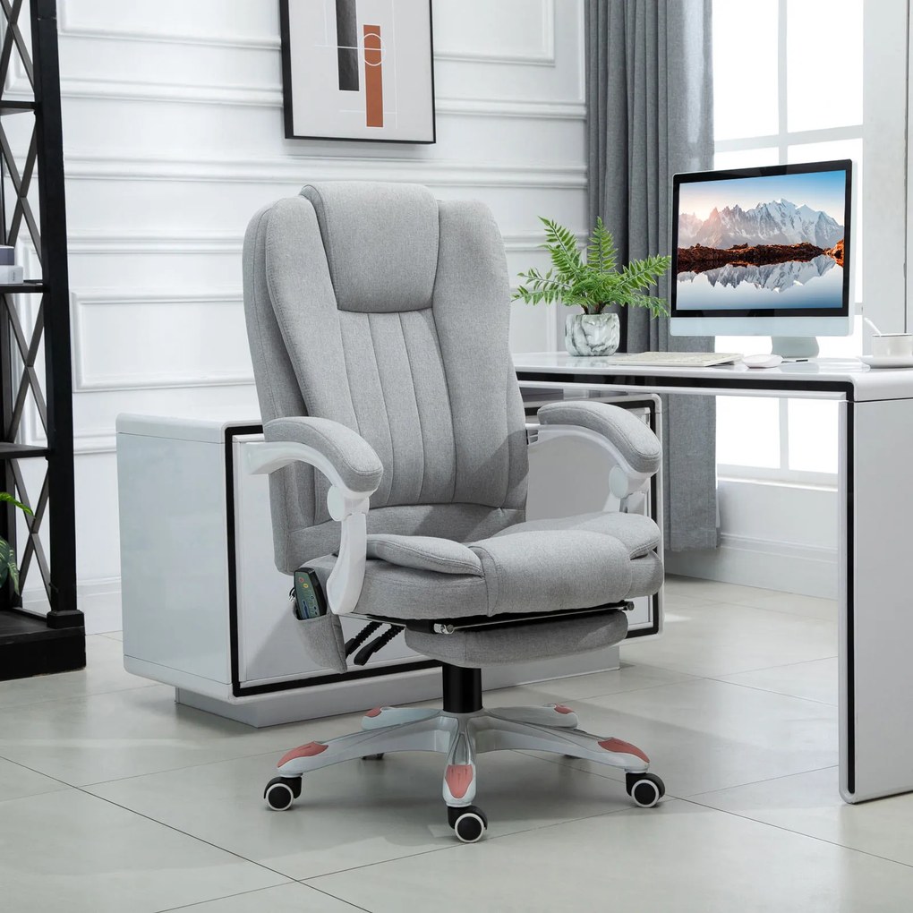 Vinsetto Ergonomiczny fotel biurowy Fotel biurowy z masażem Regulowane siedzisko Maksymalne obciążenie 120kg Szary | Aosom PL