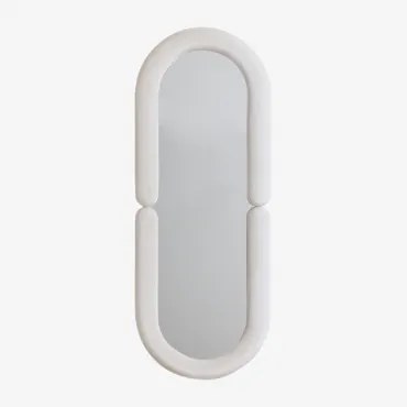 Owalne Lustro Ścienne W Aksamicie 60x160 Cm Santes Blanco Roto - Sklum