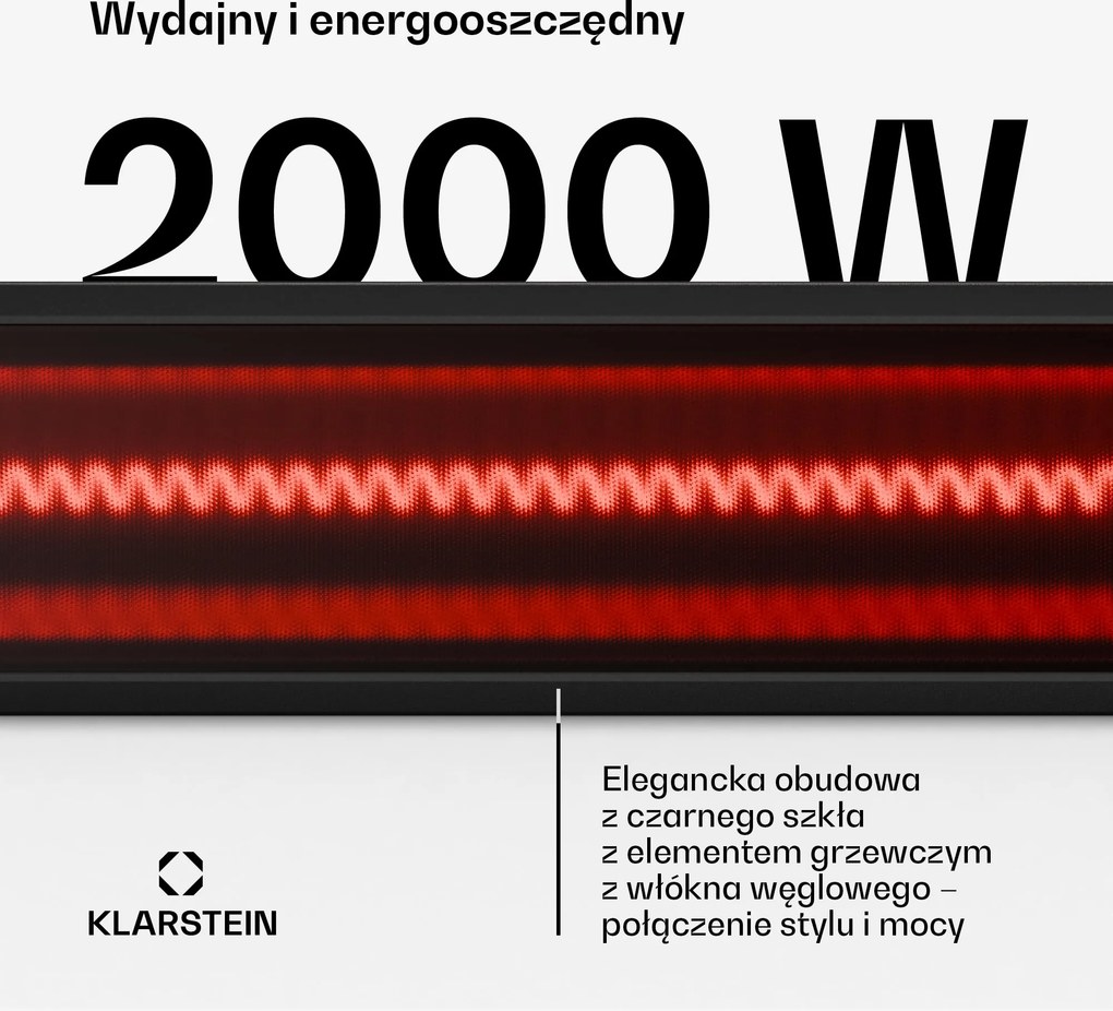Klarstein Phantom Smart 2000W Promiennik Podczerwieni na Ścianę Czarny