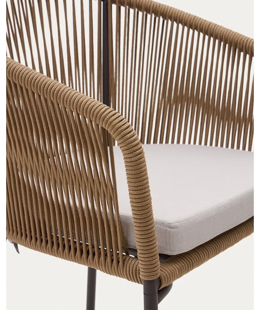 Beżowe metalowe/tapicerowane krzesło ogrodowe Yanet – Kave Home