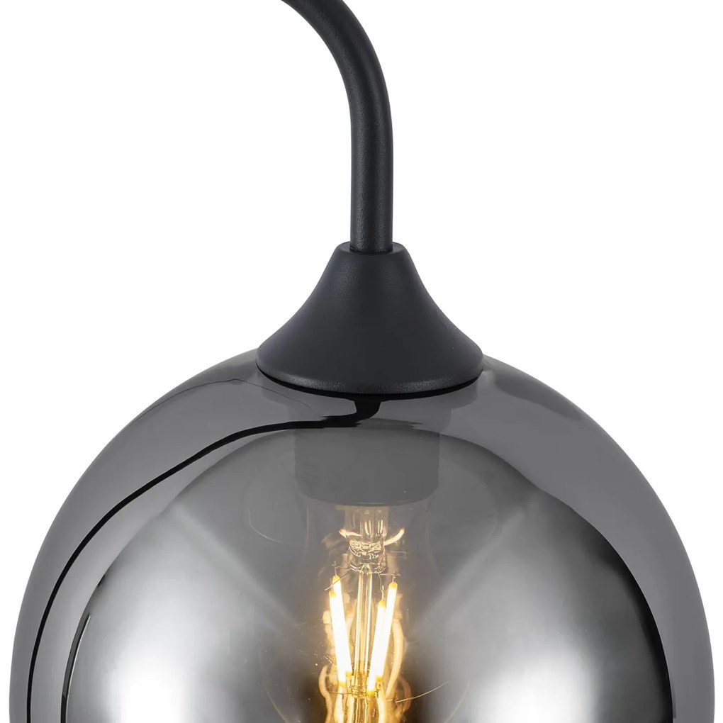 Lampa podłogowa Art Deco czarna z przydymionym szkłem - Sandra ArtDeco Oswietlenie wewnetrzne