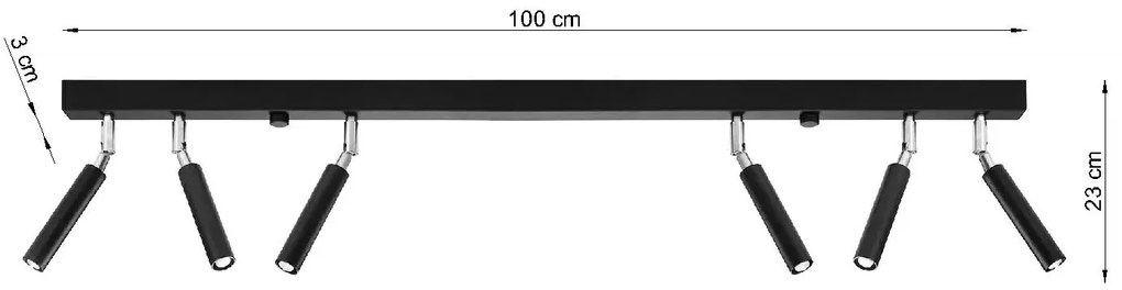 Czarny plafon sufitowy z reflektorami - EX675 K6-F72