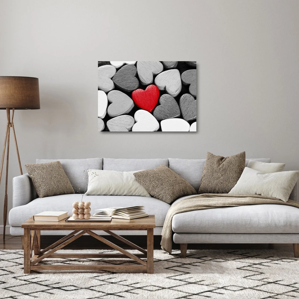 Obraz na szkle drewnianych serc (70x50 cm)