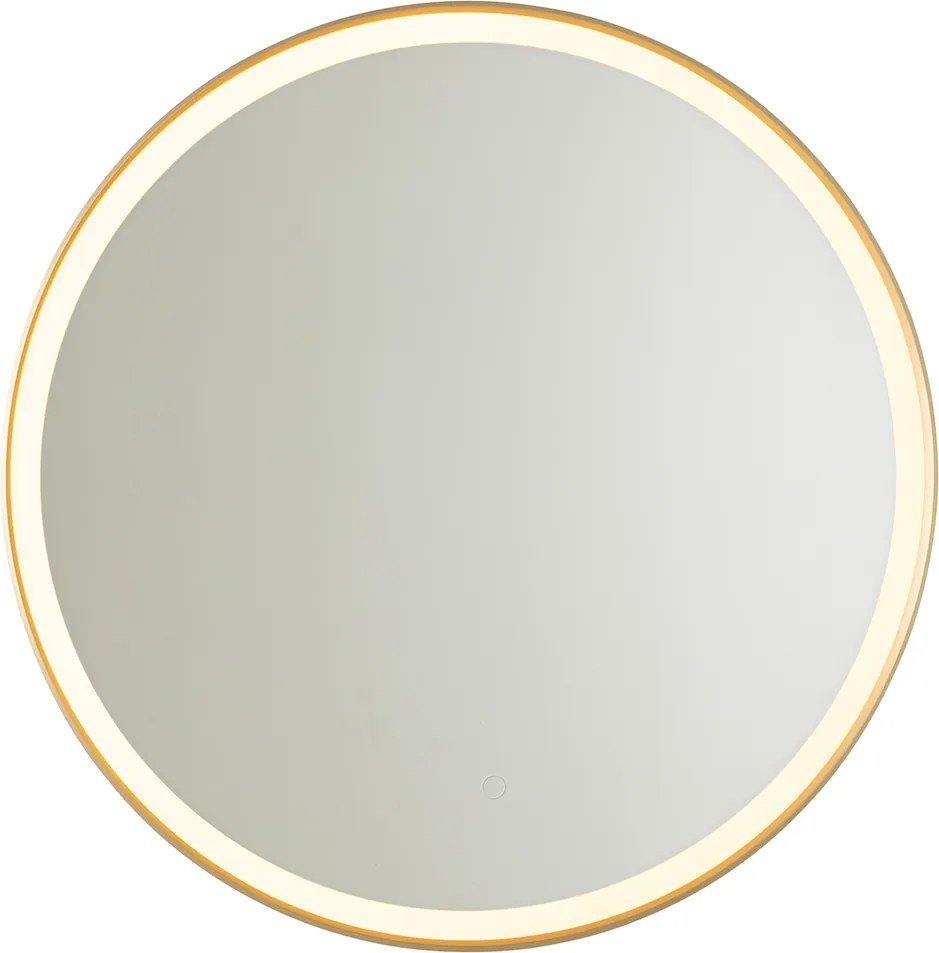 Lustro łazienkowe złote 70 cm z LED, 3-stopniowy ściemniacz dotykowy, okrągłe - Miral