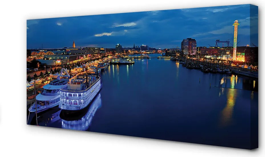 Zdjęcie na płótnie Statek w Nocnym Porcie