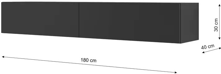 Czarna długa ścienna szafka rtv 180 cm - Falmi