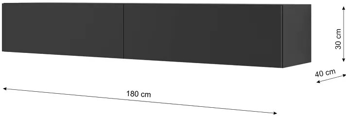 Czarna długa ścienna szafka rtv 180 cm - Sinam