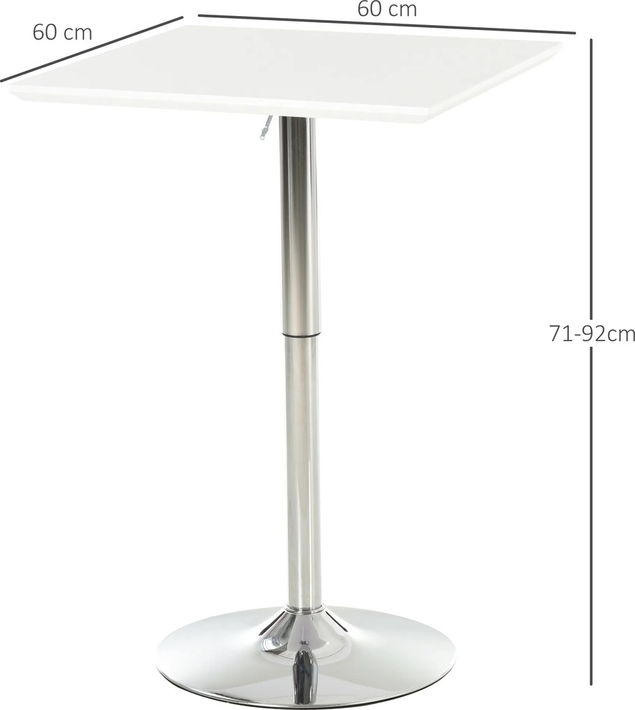 HOMCOM Stół barowy kwadratowy z regulacją wysokości biały stalowy do pubu i restauracji | Aosom PL