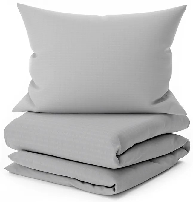 PrzytulneMieszkanie.pl PrzytulneMieszkanie.pl Bawełniana pościel z krepowym wykończeniem LUXERA jasnoszara z kieszenią hotelową II. jakość Rozmiar pościeli: 70 x 90 cm | 140 x 200 cm