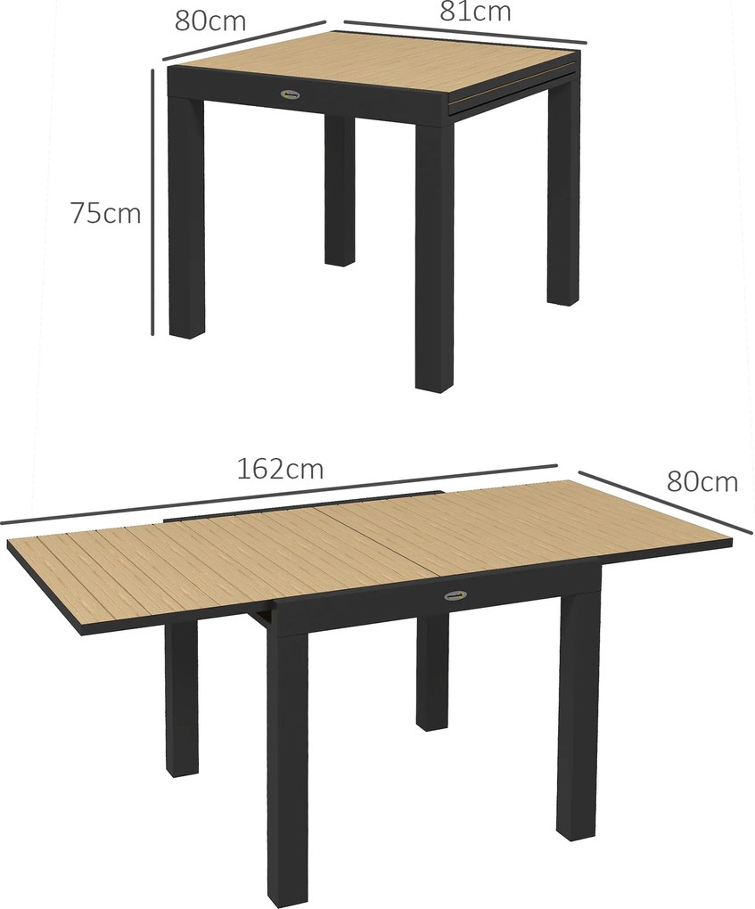 Outsunny Stół ogrodowy Stół zewnętrzny, odporny na warunki atmosferyczne, 162 x 80 x 75 cm, Żółty