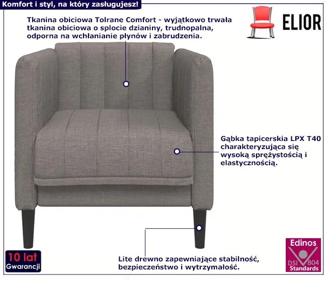 Tapicerowany fotel wypoczynkowy taupe T2-S77