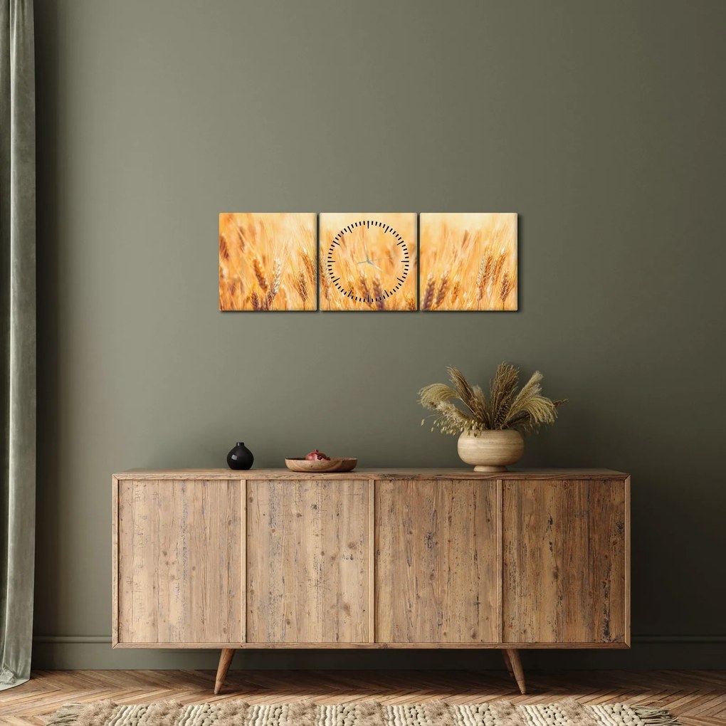 Obraz - pole z ziarnami (z zegarem) (90x30 cm)