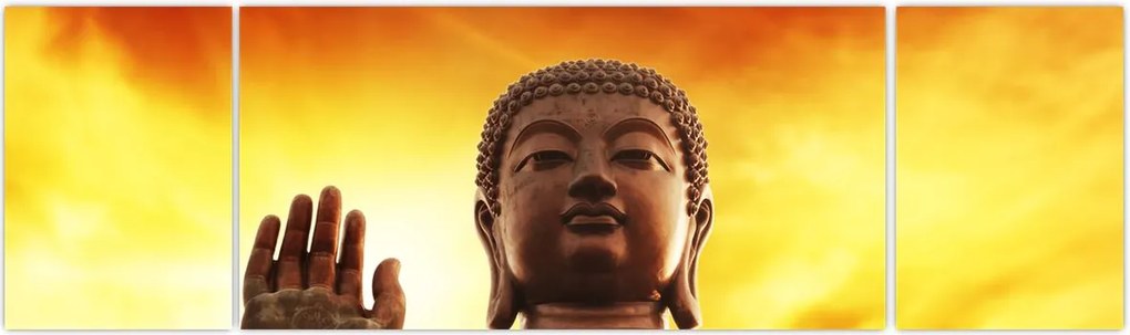 Obraz - Budda z czerwonym i żółtym tłem (170x50 cm)