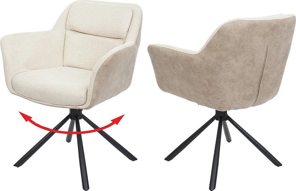 Krzesło do jadalni MCW-K33 (zestaw 2 sztuk),  sztuczna skóra, kremowy