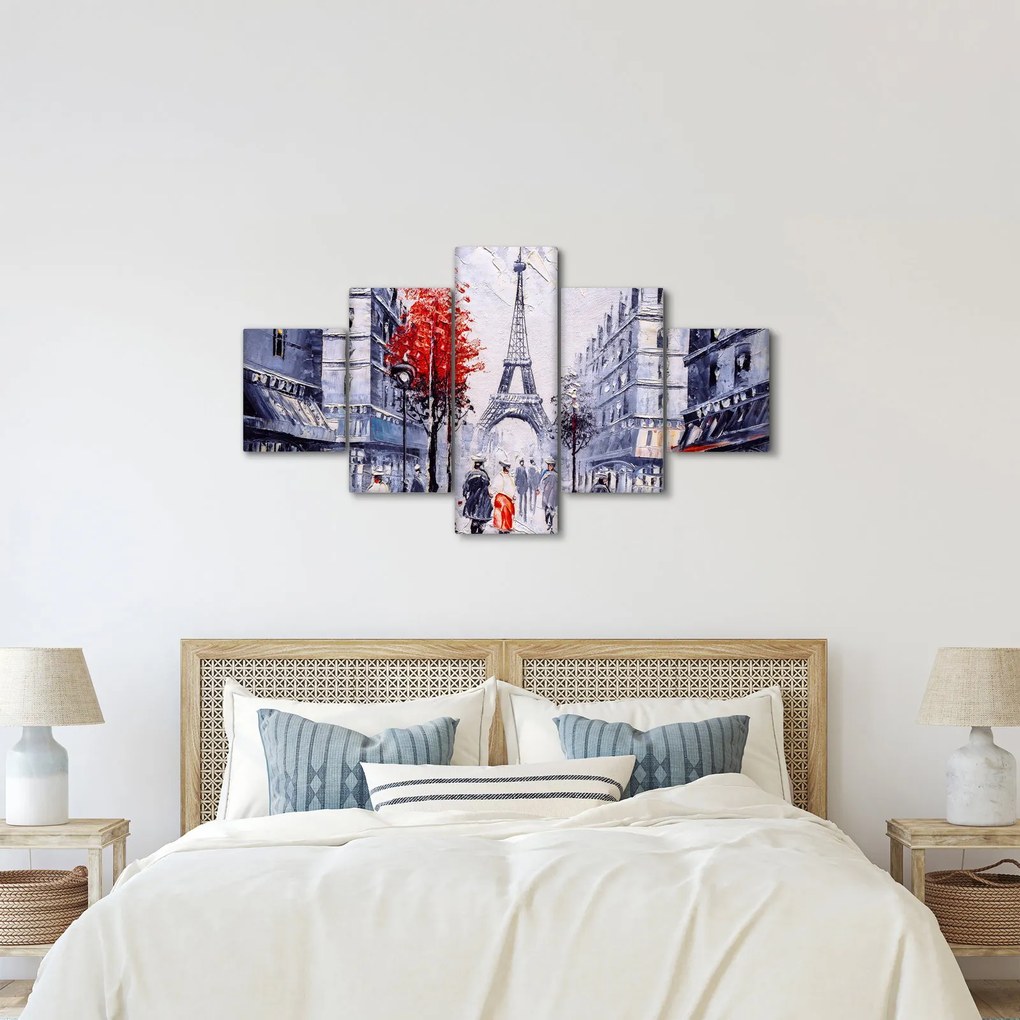 Obraz ulicy w Paryżu, obraz olejny (125x70 cm)
