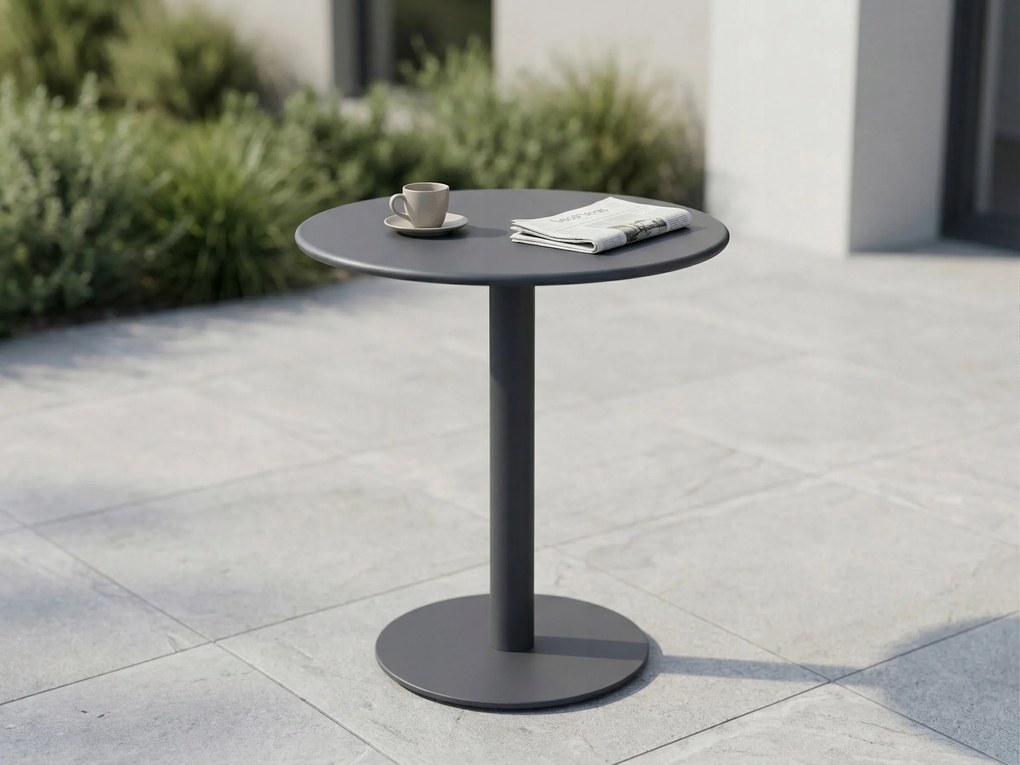 stolik ogrodowy okrągły 70 cm granat metalowy na taras, do ogrodu, kawiarni