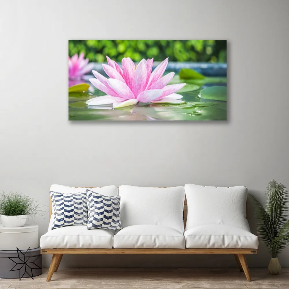 Obraz canvas Kwiat Lotosu na Lustrze Wody