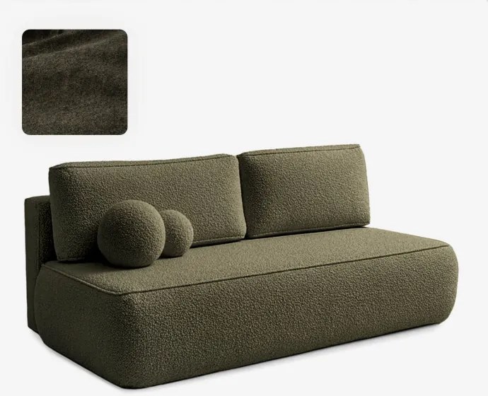 Sofa z Funkcją Spania ARVETO Oliwkowa Boucle Nowoczesna