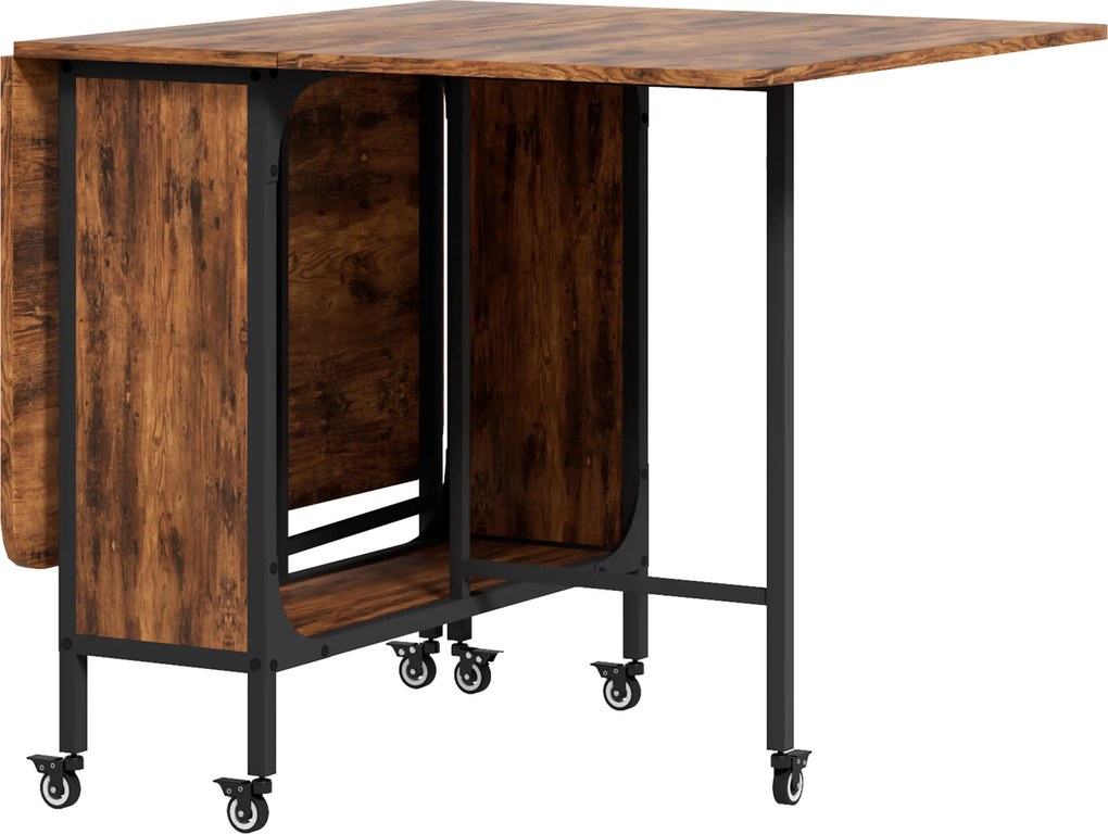 HOMCOM Składany Stół, Mobilny Stół dla 6 Osób z Półką, do 50 kg, 130 x 80 x 74 cm, Rustykalny Brąz