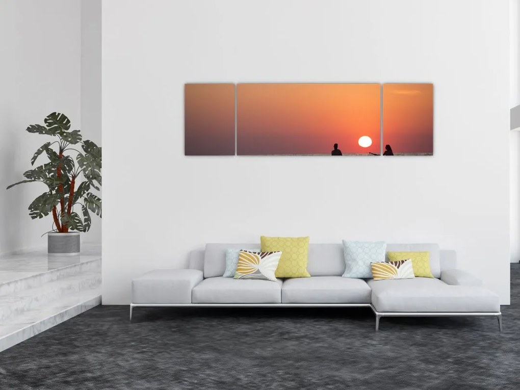 Obraz kajakarzy o zachodzie słońca (170x50 cm)