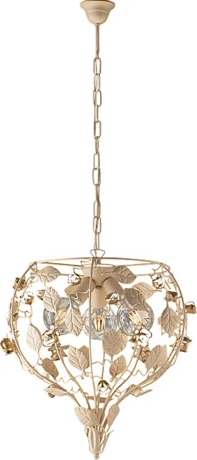 Piękny, lakierowany na kolor kości słoniowej, żelazny żyrandol z 3 lampami, 113 x 49 cm, BL196-3-AV