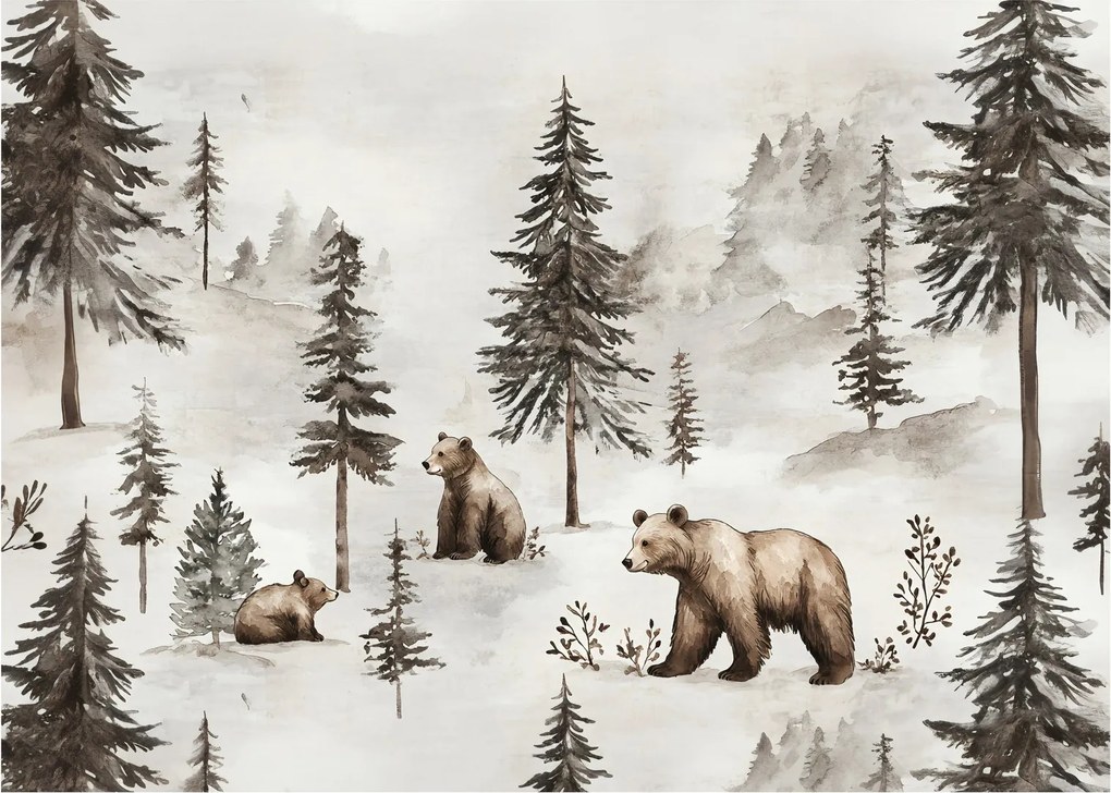 Obraz - Las z niedźwiedziami (70x50 cm)