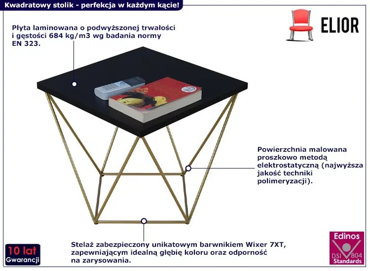 Stolik kawowy w stylu glamour czarny + złoty - Mokita 5X