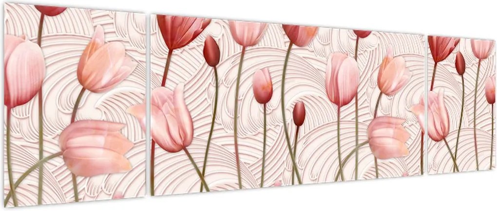 Obraz - Różowe tulipany (170x50 cm)