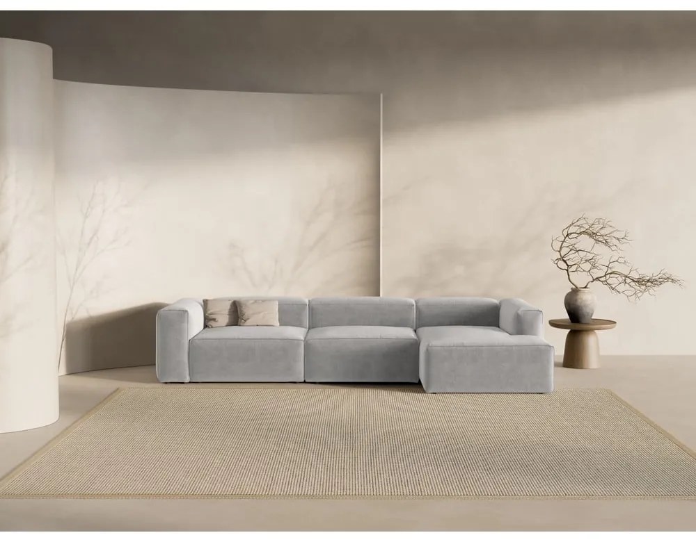 Jasnoszary narożnik (prawostronny/z szezlongiem) Bergamo – Cosmopolitan Design